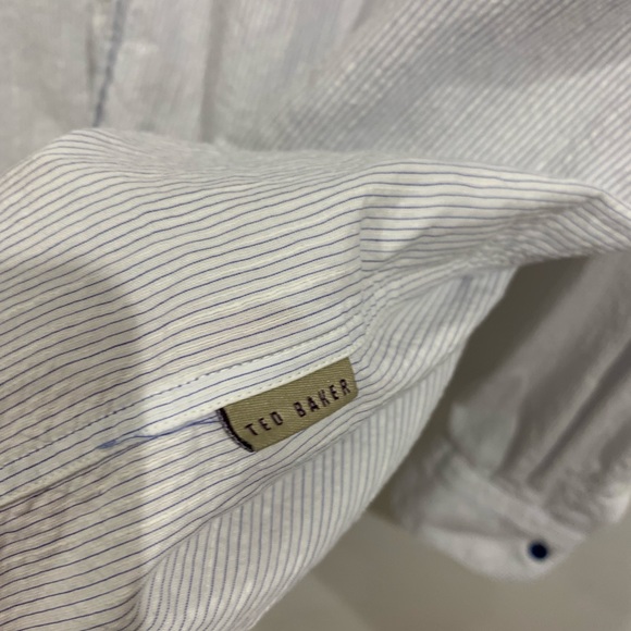 Ted Baker Sz 6 XXL White Blue striped button down - Picture 4 of 5